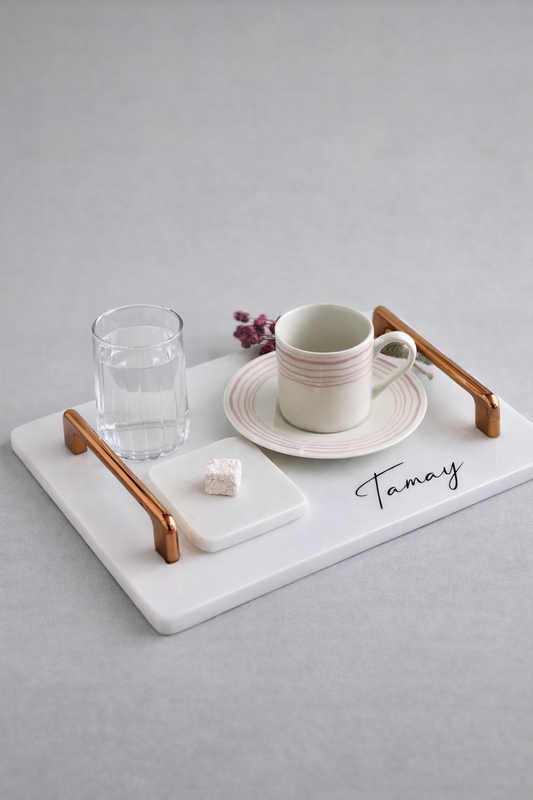 Damat Kahvesi Tepsi Rose Kulplu